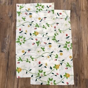 Utica King Pillowcases Floral Strawberry‎ No Iron Percale USA Set Vintage 1188